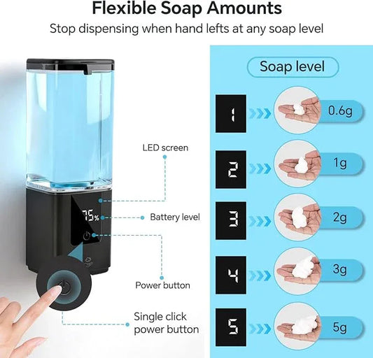 LAOPAO Soap Dispenser, Automatic Soap Dispenser Wall Mount Rechargeable Foaming Soap Pump for Bathroom Kitchen, Touchless Foam Soap Dispenser for Dish/Hand/Shower Soap, Home & Commercial, 540ml, Black - ModernBath