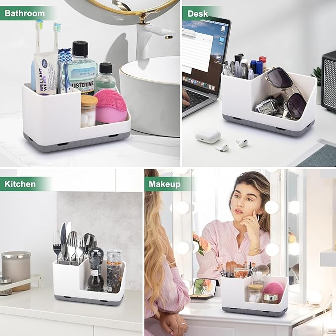 PARKMANI Toothbrush Holders for Bathrooms, Kids Electric Toothbrush and Toothpaste Holder with Drainage, Tooth Brush Holder for Bathroom Countertop Organizer (Grey)