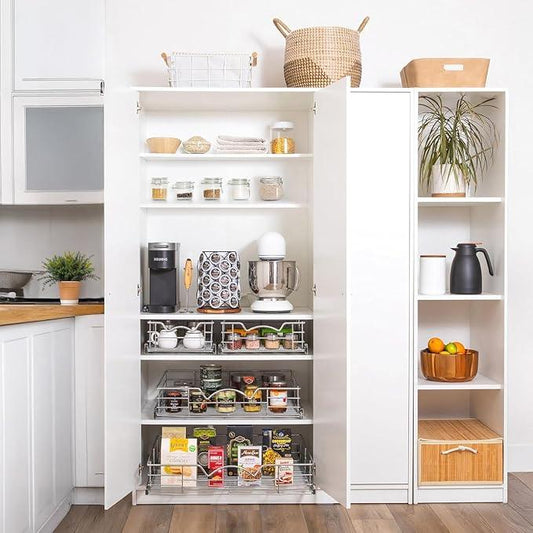 HOLDN’ STORAGE Heavy-Duty Premium Collection Pull Out Cabinet Organizer, Cabinet Drawer Slide Outs, Lifetime Limited Warranty - Basket Size 14" W x 21" D x 5" H, Anti-Rust Chrome Finish | Heavy-Duty, Premium Collection, Slide Out Caddy, Anti-Rust - ModernBath