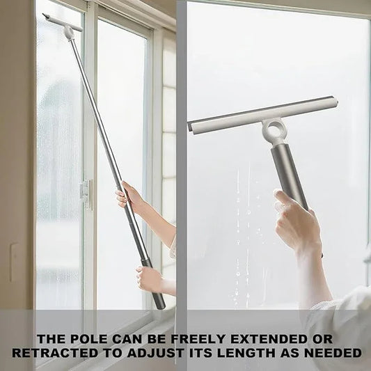 EHOMGUI Extendable Shower Squeegee for Glass Doors, Shower Squeegee with 10-Inch Silicone Blade, Telescoping Handle for Windows and Shower Glass, Silver - ModernBath