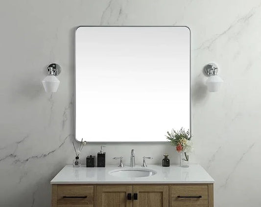 ARS Concepts Aura, Soft Corner Metal Square Mirror 42X42 Inch in, Modern, Silver - ModernBath