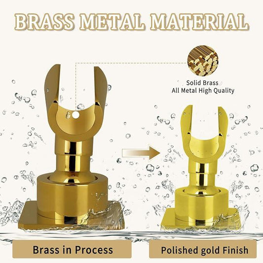 Shower Head Holder Handheld Shower Wand Holder Adjustable Shower Head Bracket Shower Wall Mount Holder, Polished Brass/Gold Finish, Drill Free Glue Installation - ModernBath
