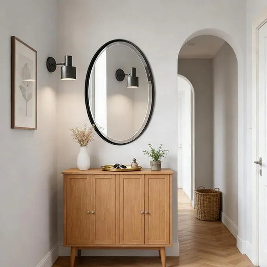 POZINO Oval Bathroom Mirror, 22"x30" Black Beveled Mirrors, Rounded Mirror for Over Sink, Modern Vanity Wall Mirror in Premium Stainless Steel Frame, Wall Mount Hangs Horizontal Or Vertical - ModernBath