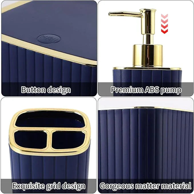 XLHOMO 26PC Bathroom Accessories Set - Gorgeous Blue Bathroom Set, Bathroom Accessory Set, Navy Blue Shower Curtain Set with Bathtub Mats for Shower Tub - ModernBath