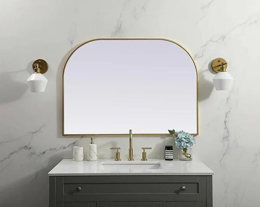 Illuminate, Metal Frame Arch Mirror 42X30 Inch in, Modern, Brass - ModernBath