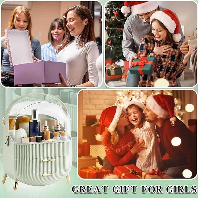 GLTAYLMY Makeup Organizer for Vanity, Cosmetics Skincare Organizers with Lid and Drawers, Cosmetic Display Cases for Countertop Bathroom Dresser, Ideal Gifts for Brush Lipstick Perfume Jewellry - ModernBath