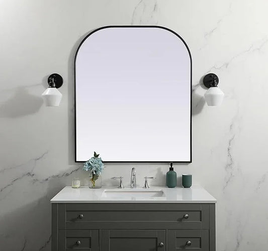 Illuminate, Metal Frame Arch Mirror 36X42 Inch in, Modern, Black - ModernBath