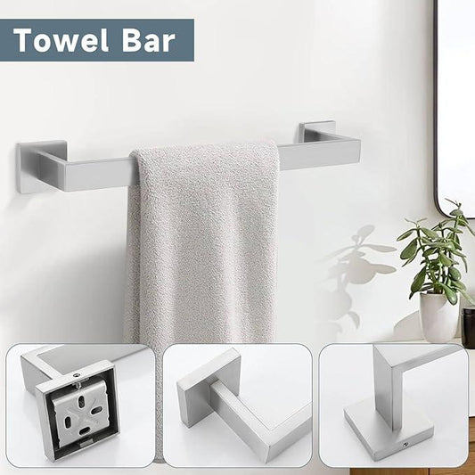 Brushed Nickel 5-Piece Bathroom Hardware Accessories Set-Towel Bar & Holder Set for Bathroom, SUS304 Stainless Steel Bathroom Accessories Set Wall Mounted,16-Inch - ModernBath