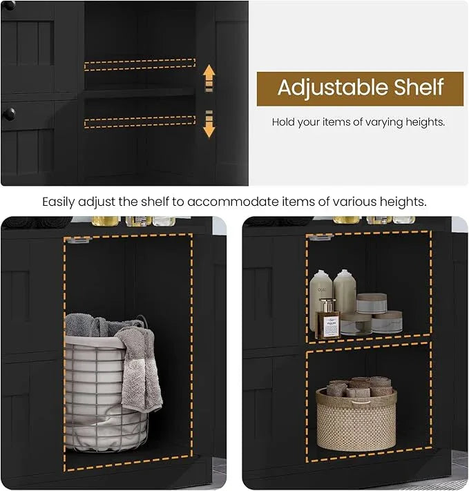 Storage Cabinet, Modern Bathroom Floor Storage Cabinet Organizer with 1 Door and 3 Drawers, Freestanding Cupboard for Kitchen/Living Room Use - ModernBath