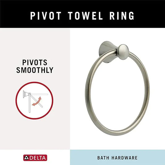 Delta Lahara (1-Pack) Hand Towel Holder Brilliance Stainless Steel Towel Racks for Bathroom Wall Round Towel Ring Holder for Bath Towel Hanger for Kitchen, Bathroom Accessories 73846-SS - ModernBath