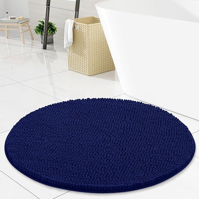 Arotive Bathroom Rugs Round 24x24, Extra Soft Absorbent Shaggy Chenille Bath Rugs, Machine Washable Rubber Backing Non-Slip Bath Mats for Bathroom Floor Tub and Shower, Home Decor Accessories, Navy - ModernBath
