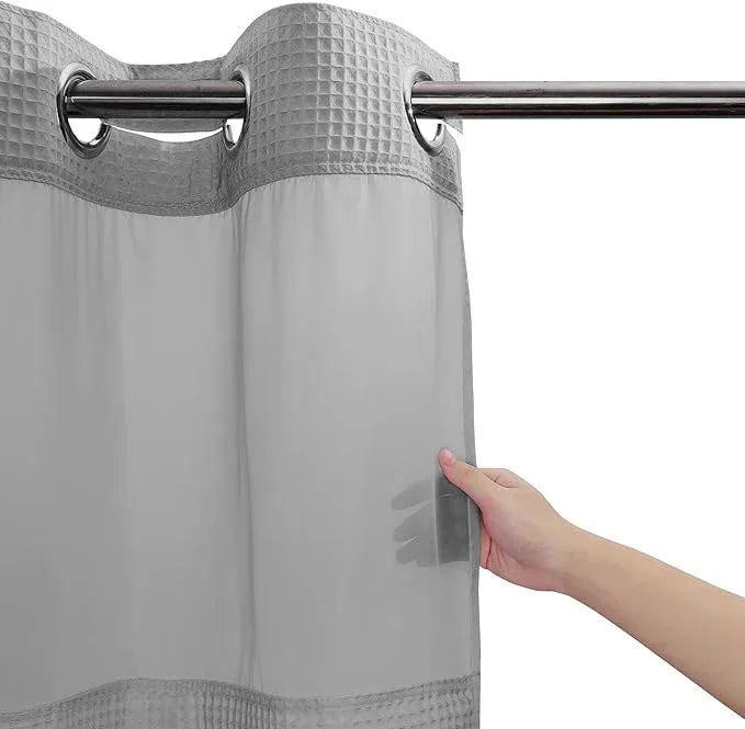 River Dream Lake Wanaka Fabric Shower Curtain Set, Cotton Blend, Waffle Weave, with Snap in Replacement Liner,71 x 86 inches - ModernBath