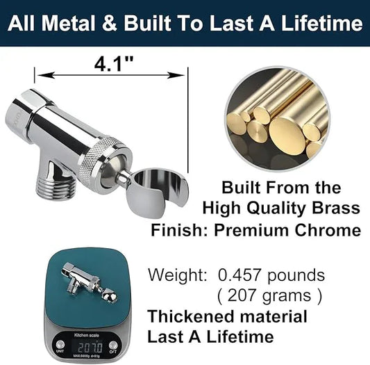 YUHX All Metal Shower Head Holder and Hose Stainless Steel Extra Long 6 ft,Adjustable Handheld Shower Arm Bracket,Premium Chrome - ModernBath