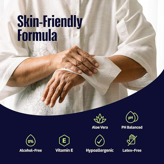 Adult Wipes for Elderly 8 Pack - Hospital Grade Extra Large Extra Thick Disposable Washcloths for Adult No-Rinse Bathing & Shower Alternative - Fragrance-Free XXL