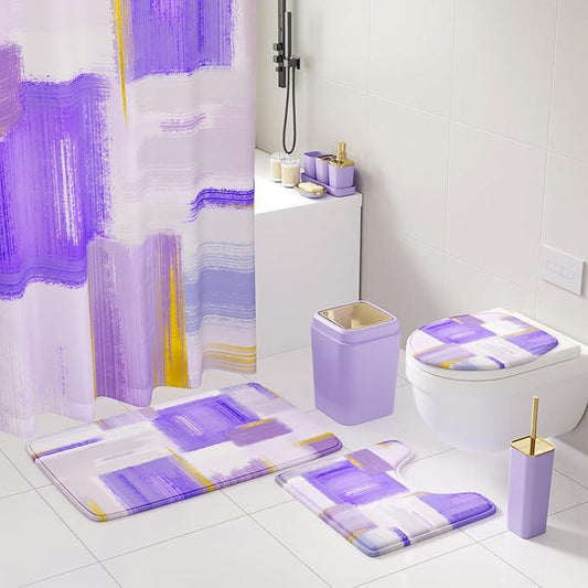 XLHOMO Bathroom Accessories Set - 26PCS Purple Bathroom Set, Bathroom Accessory Set with Shower Curtain and Rugs and Bathtub Mats for Home - ModernBath