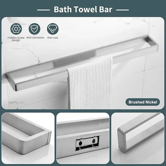 YACVCL 4-Piece Bathroom Hardware Set Brushed Nickel Towel Bar Set Premium Stainless Steel Bath Towel Holder Sets Towel Racks Wall Mounted - ModernBath
