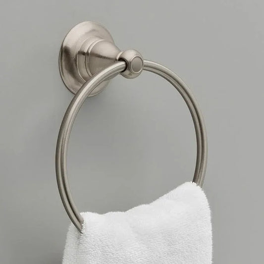 Delta Porter (1-Pack) Hand Towel Holder SpotShield Brushed Nickel Towel Racks for Bathroom Wall Round Towel Ring Holder for Bath Towel Hanger for Kitchen, Bathroom Accessories PTR46-BN - ModernBath