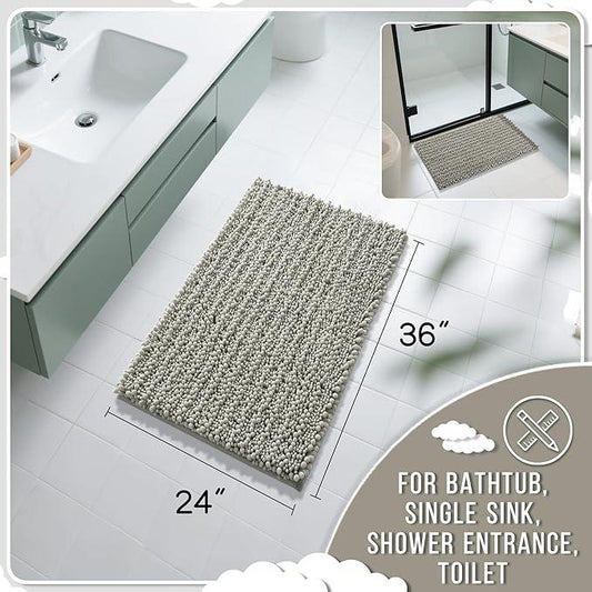 Yimobra Large Bathroom Rugs Non Slip Washable 36x24 Inch - Ultra Soft Absorbent Chenille Bath Mat, Quick Dry Shaggy Floor Carpet for Tub Shower, Sand Home Decor Accessories - ModernBath