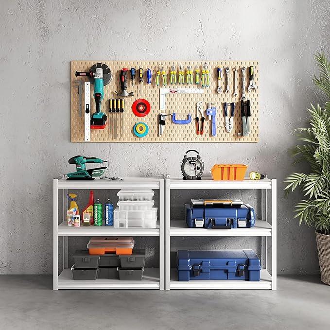 Garage Shelving Adjustable 3 Tier Heavy Duty Metal Storage Shelves Adjustable Utility Rack Organization for Kitchen, Pantry, Closet, Garage, Office 31.5" W x 15.75" D x 31.5" H, White - ModernBath