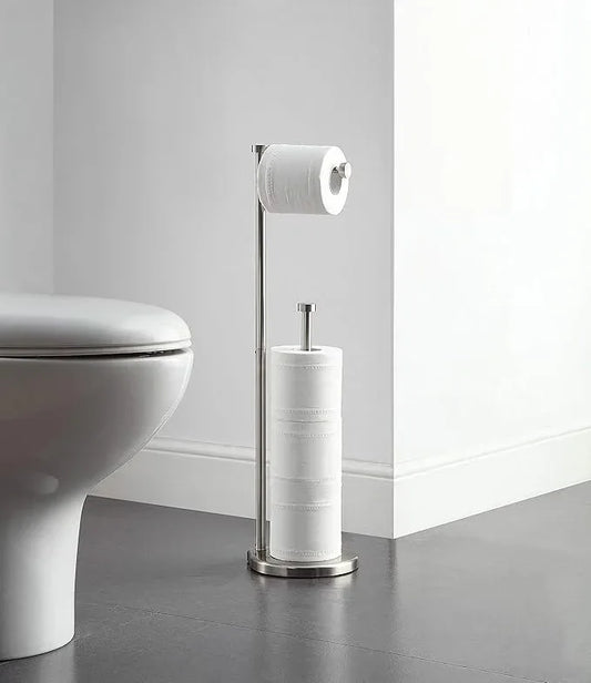 SunnyPoint Free Standing Bathroom Toilet Paper Holder Stand with Reserve, Reserve Area has Enough Space for Jumbo Roll - ModernBath