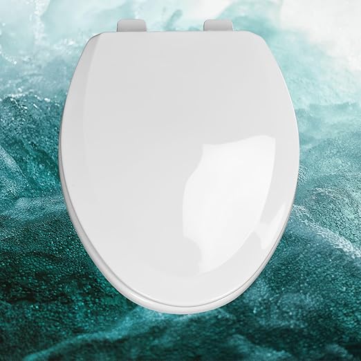 Centoco Heavy-Duty Elongated Toilet Seat, Wood Core with Scratch-Resistant Plastic Finish, Won't Crack or Fade, Residential, Made in the USA, DSAMAZ9-001, White