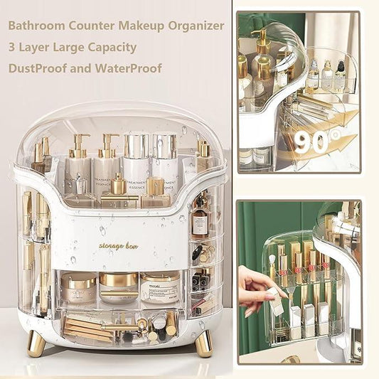 Omeily Large Makeup Organizer Countertop Vanity Organizer Cosmetic Organizer Makeup Storage Box Bathroom Counter Organizer Perfume Skincare Organizers Gift Women Girls Clear Design Easy Visibility - ModernBath