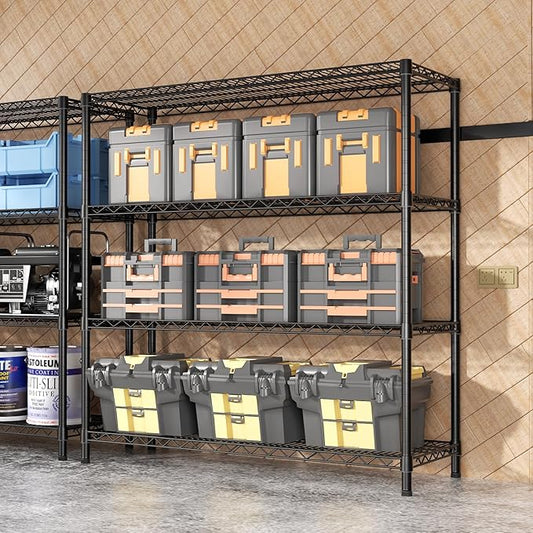 SINGAYE 4 Shelves Adjustable Shelf Heavy Duty Shelf 1400LBS Wire Storage Shelving Metal Organizer Wire Rack Black 18Dx46Wx59H