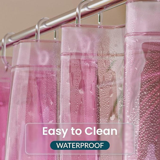 Titanker Shower Curtain Liner, Plastic Shower Liner PEVA 72 x 72 Lightweight Waterproof Shower Curtains for Bathroom with Magnets and Grommets, Clear Pink - ModernBath