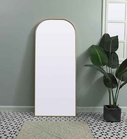 Illuminate, Metal Frame Arch Full Length Mirror 28X66 Inch in, Modern, Brass - ModernBath