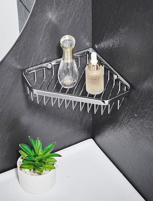 SANLIV Corner Shower Caddy Basket,Shampoo Holder for Shower Wall,Inside Shower Shelf Bathroom Organizer,Solid Brass Material in Polished Chrome