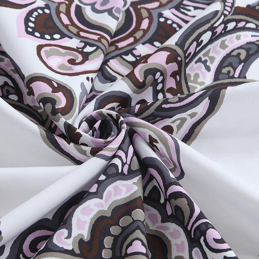 BESTRIPES Extra Long Shower Curtain, White Baroque Bath Curtain with Brown & Pink Paisley Medallion Print, Waterproof Luxury Fabric, 72" W x 84" H - ModernBath