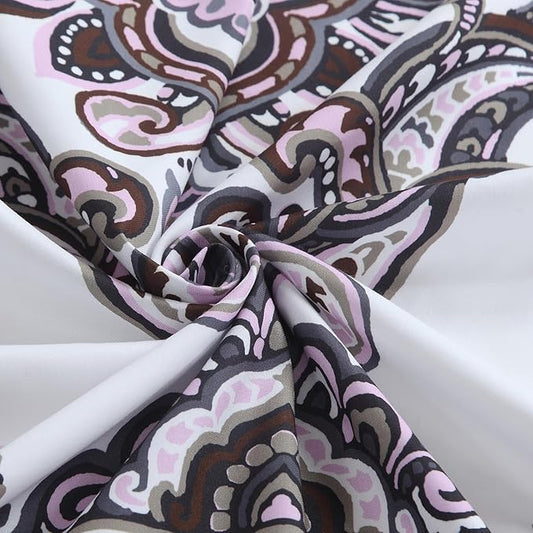 BESTRIPES Luxury Shower Curtain, White Bath Curtain with Baroque Brown & Pink Paisley Medallion Print, Waterproof Soft Polyester Fabric, 72" W x 72" H