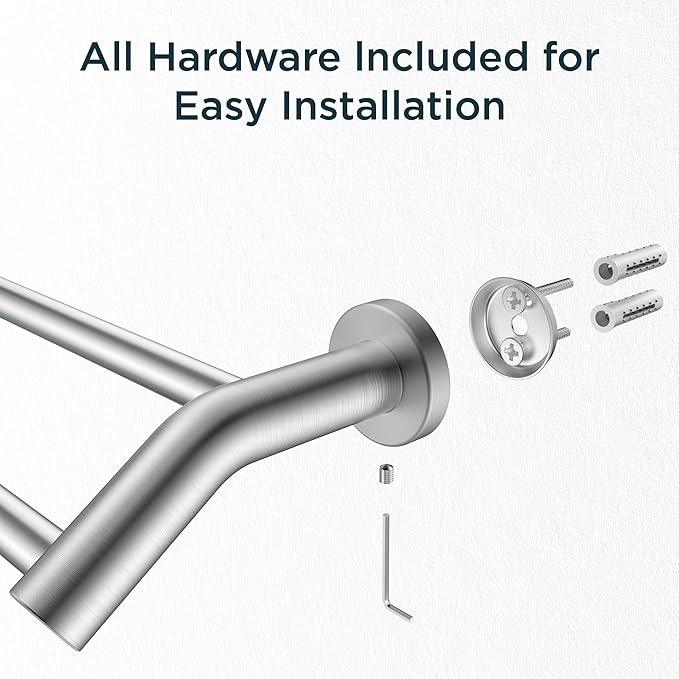 FORIOUS Double Towel Bar 24", Heavy Duty SUS304 Stainless Steel Dual Towel Racks for Bathroom Wall Mount, Space Saving Towel Rod Towel Holder Rail, Brushed Nickel - ModernBath