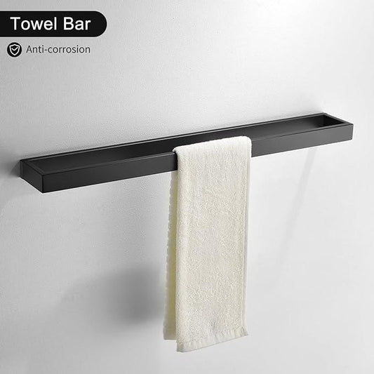 TNOMS Black Towel Bar Set, 4-Pieces Bathroom Hardware Set Modern Bathroom Towel Holder Set SUS304 Stainless Steel Wall Mounted Towel Rack Set,23.6 Inch - ModernBath