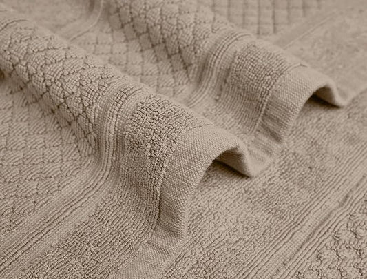 Avalon Towels Beige Bath Mat - 100% Cotton Set of 2 Absorbent Bathmat - Bathroom Mats Quick Dry Bath Mats for Bathrooms (22x34 Inches)