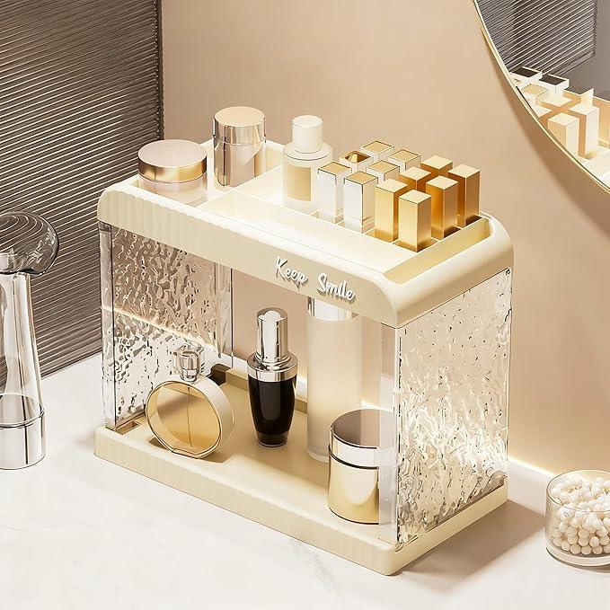 Bathroom Counter Organizer, 2-Tier Acrylic Storage Organizer for Makeup Perfume Lipstick, Skincare Organizers Shelf, Vanity Storage Tray for Bedroom, Living Room, Spice Racks, Coffee Bar - ModernBath