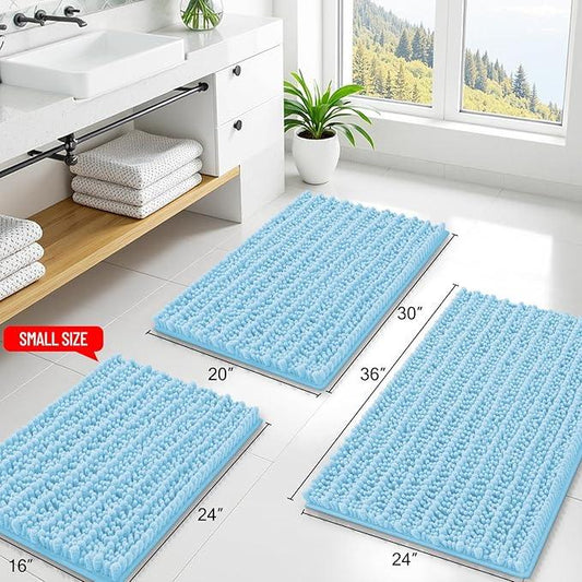 Smiry Bathroom Rugs Mat 36x24, Extra Soft Absorbent Chenille Bath Rugs, Non Slip Rubber Backing Machine Washable Quick Dry Bath Mats for Bathroom Floor, Tub, Shower, Home Decor Accessories, Sky Blue - ModernBath