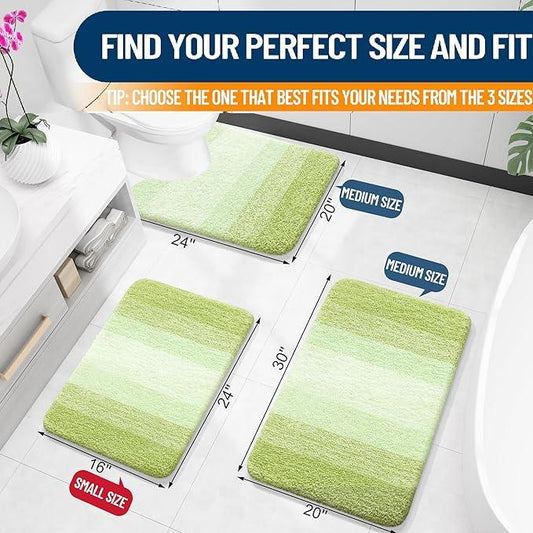 OLANLY Bathroom Rugs Mat 24x16, Extra Soft Absorbent Microfiber Bath Rugs, Rubber Backing, Quick Dry, Machine Washable Bath Mats for Bathroom Floor, Tub and Shower, Home Decor Accessories, Light Green - ModernBath
