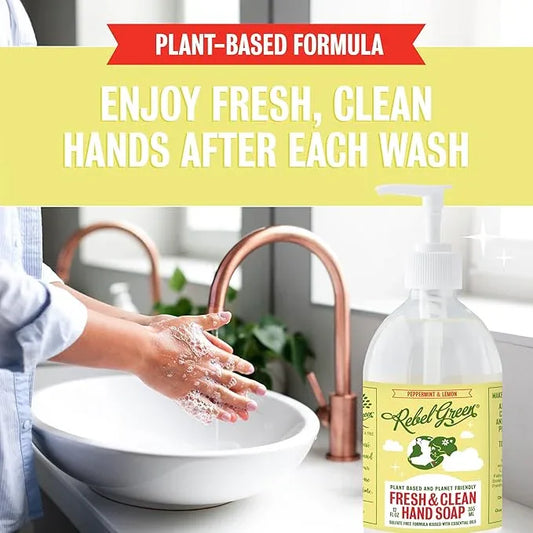 Rebel Green Fresh & Clean Hand Soap - Natural Liquid Hand Soap for Bathroom & Kitchen - Variety Pack, 12 fl oz Spray, Pack of 4 - ModernBath