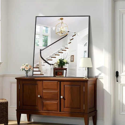 KOCUUY Bathroom Mirror 36"x40", Black Bathroom Mirrors for Over Sink, Shatterpoof Large Vanity Mirror, Metal Framed Black Wall Mirror for Bedroom Living Room and Entryway (Horizontal/Vertical) - ModernBath