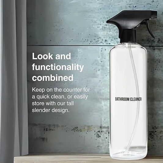 Public Goods Empty Glass Spray Bottle for Bathroom Cleaner | Refillable Spray Bottle for Cleaning | Made with Clear Borosilicate Glass for Toilets, Tile, Showers, Sinks | BPA Free | 24 Oz - ModernBath