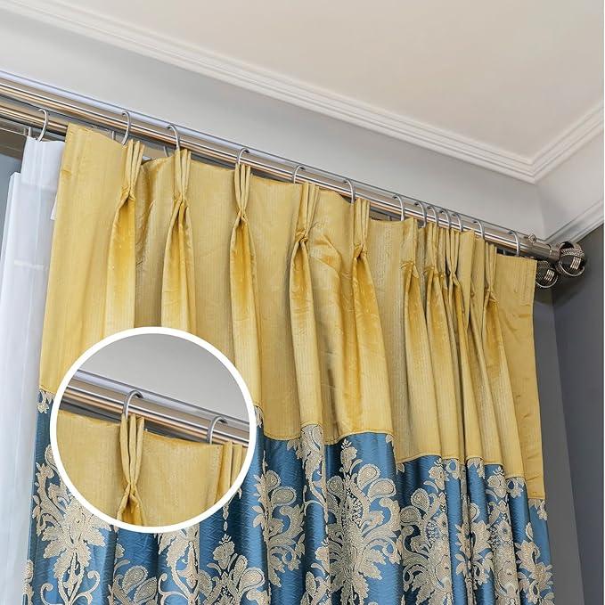 Hotop 30 Pcs Metal Drapery Curtain Rings 0.98/1.26/1.65 inch Interior Diameter and 30 Pcs Hanging Curtain Drapery Pin Hooks for Window Door Shower(Matte Silver,25 mm) - ModernBath