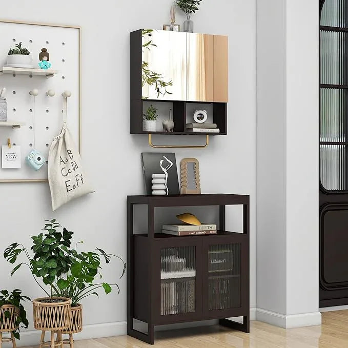 Wall Mounted Storage Cabinet with Mirror & Adjustable Shelves- Bathroom Medicine Cabinet with Towel Bar for Bathroom, Laundary, Enterway,Bedroom - ModernBath