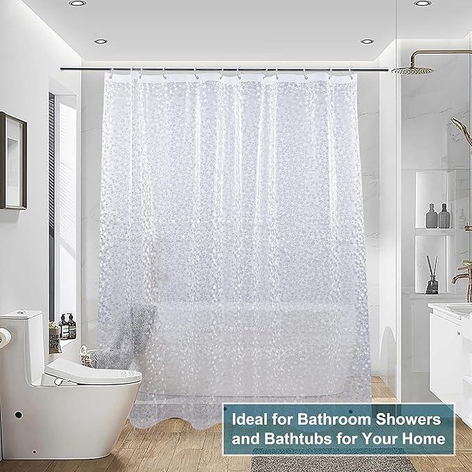 NTBAY EVA Semi-Transparent Clear Shower Curtain with Pebbles, Water-Repellent Liner with 3 Magnets for Bathroom, 72x72 Inches - ModernBath