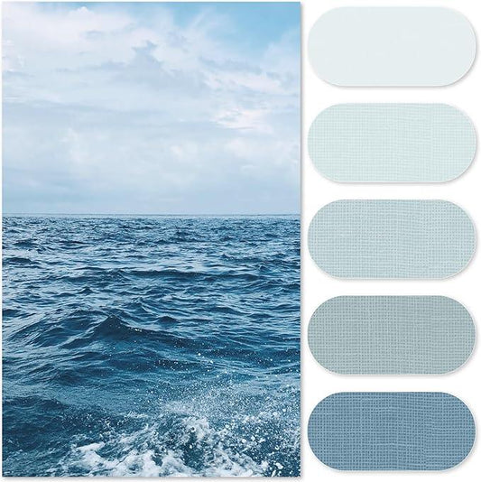 jinchan Ombre Ocean Blue Striped Shower Curtain Waterproof Fabric Shower Curtains for Bathroom Gradual Color Minimalist Design Modern Neutral with 12 Hooks 70x72 Inches - ModernBath