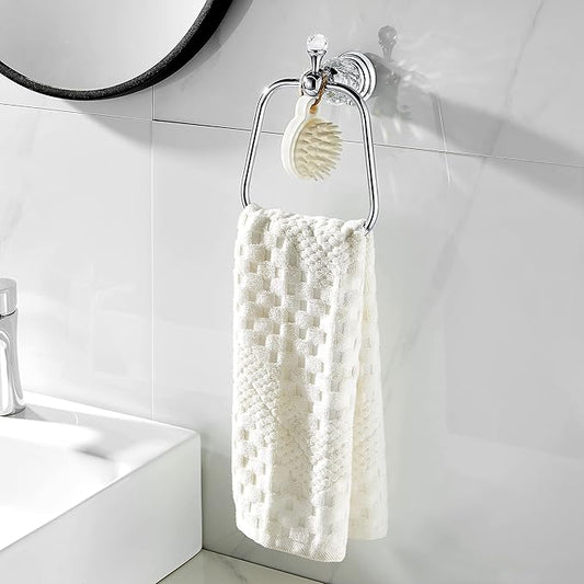 WINCASE Crystal Towel Ring, Chrome Hand Towel Holder, Silver Towel Rack Hanger for Bathroom, Towel Holder Bling Wall Mounted Decorative