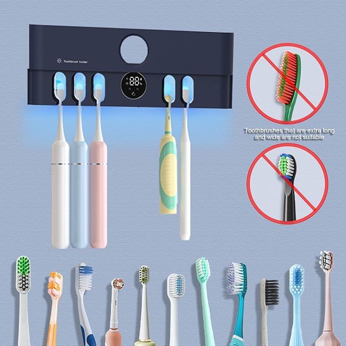 Electric Toothbrush Holder and Cleaner Auto Cleaning and Drying Toothbrushs in Circle Wall Mounted for Bathroom Accessory Auto Open/Close Cover Rechargeable Home Gadgets - ModernBath