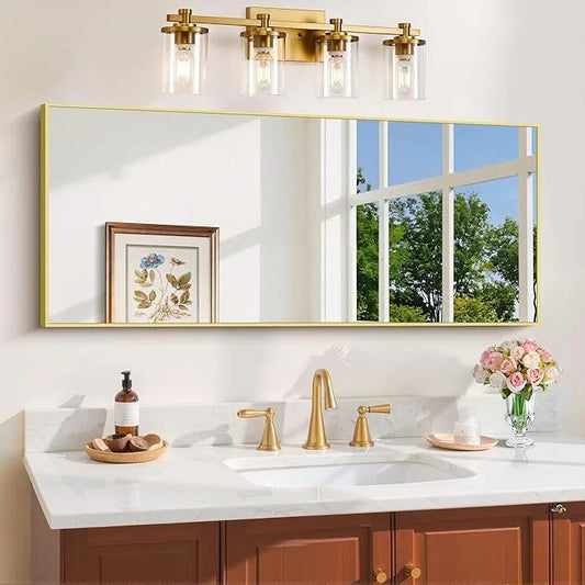 COFENY Gold Bathroom Mirror for Wall, 20x48 Inch Rectangle Mirror with Metal Frame, Modern Vanity Mirrors for Bathroom Living Room, Entryway Hangs Horizontal or Vertical - ModernBath