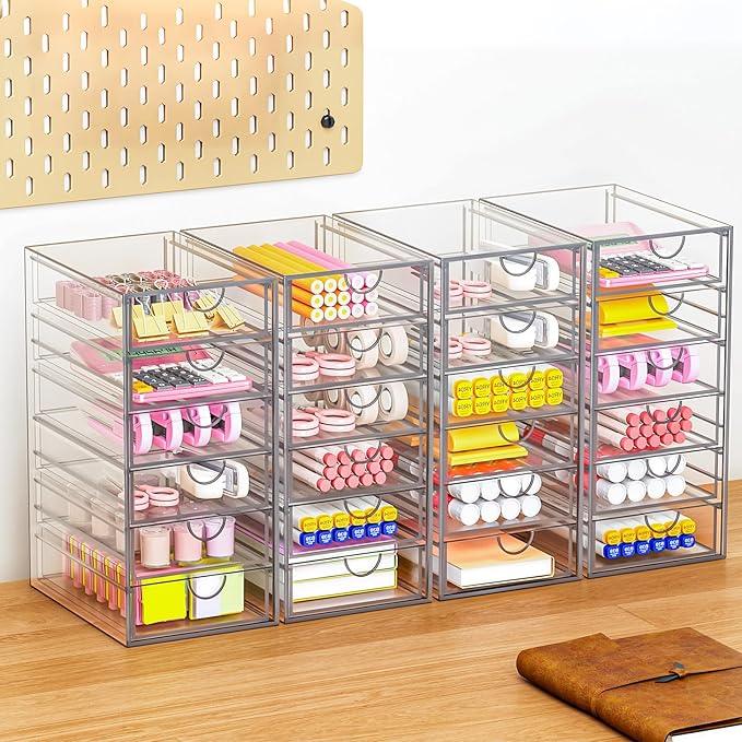 Acrylic Makeup Organizer with 31 Drawers, 6 Pack Clear Storage Drawers, Bathroom Makeup Organizer for Palettes, Cosmetic, and Beauty Supplies,Ideal for Vanity, Cabinet,Desk Organization - ModernBath