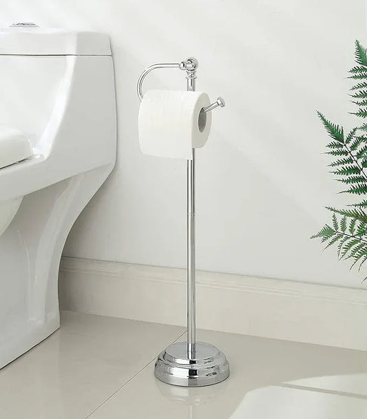 SunnyPoint Classic Bathroom Free Standing Toilet Tissue Paper Roll Holder Stand - ModernBath